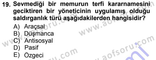Sosyal Psikoloji 1 Dersi 2012 - 2013 Yılı (Final) Dönem Sonu Sınav Soruları 19. Soru