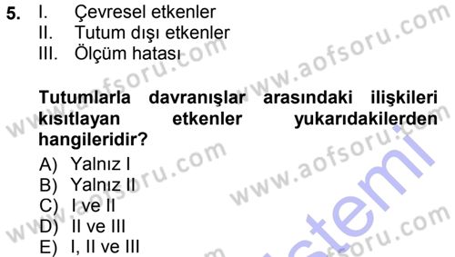 Sosyal Psikoloji 1 Dersi 2012 - 2013 Yılı (Final) Dönem Sonu Sınav Soruları 5. Soru