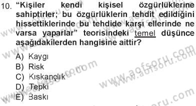 Sosyal Psikoloji 1 Dersi 2012 - 2013 Yılı Tek Ders Sınav Soruları 10. Soru