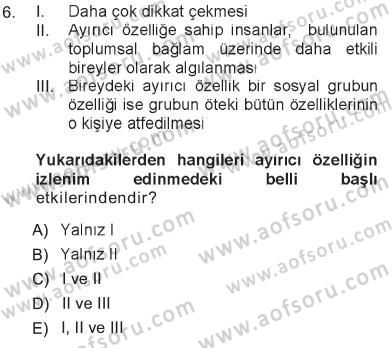 Sosyal Psikoloji 1 Dersi 2012 - 2013 Yılı Tek Ders Sınav Soruları 6. Soru