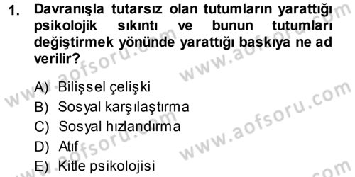 Sosyal Psikoloji 1 Dersi Ara Sınavı Deneme Sınav Soruları 1. Soru