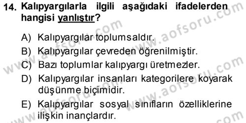 Sosyal Psikoloji 1 Dersi 2013 - 2014 Yılı (Vize) Ara Sınav Soruları 14. Soru