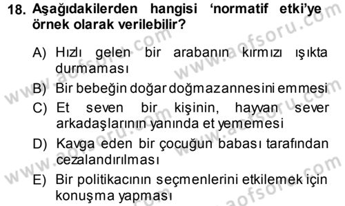 Sosyal Psikoloji 1 Dersi Ara Sınavı Deneme Sınav Soruları 18. Soru