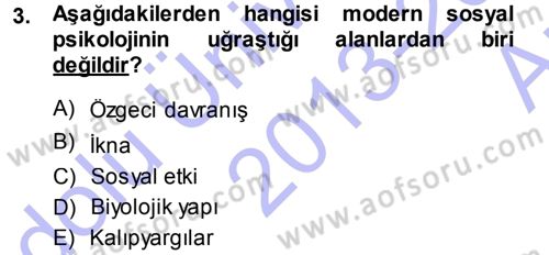Sosyal Psikoloji 1 Dersi Ara Sınavı Deneme Sınav Soruları 3. Soru