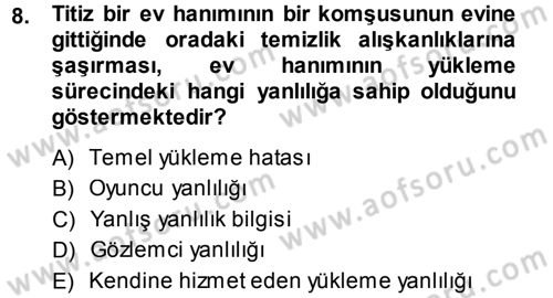 Sosyal Psikoloji 1 Dersi Ara Sınavı Deneme Sınav Soruları 8. Soru