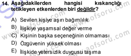 Sosyal Psikoloji 1 Dersi 2013 - 2014 Yılı (Final) Dönem Sonu Sınav Soruları 14. Soru