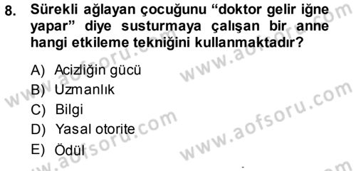 Sosyal Psikoloji 1 Dersi 2013 - 2014 Yılı (Final) Dönem Sonu Sınav Soruları 8. Soru