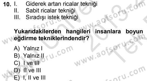 Sosyal Psikoloji 1 Dersi 2013 - 2014 Yılı Tek Ders Sınav Soruları 10. Soru
