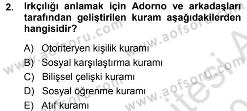 Sosyal Psikoloji 1 Dersi 2013 - 2014 Yılı Tek Ders Sınav Soruları 2. Soru