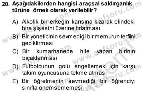 Sosyal Psikoloji 1 Dersi 2013 - 2014 Yılı Tek Ders Sınav Soruları 20. Soru