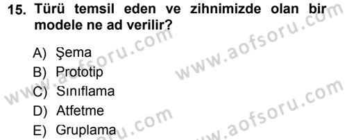 Sosyal Psikoloji 1 Dersi Ara Sınavı Deneme Sınav Soruları 15. Soru