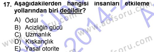 Sosyal Psikoloji 1 Dersi Ara Sınavı Deneme Sınav Soruları 17. Soru