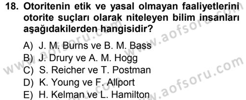Sosyal Psikoloji 1 Dersi Ara Sınavı Deneme Sınav Soruları 18. Soru