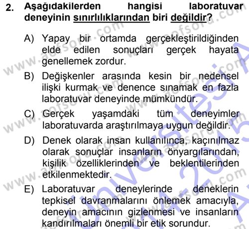Sosyal Psikoloji 1 Dersi Ara Sınavı Deneme Sınav Soruları 2. Soru