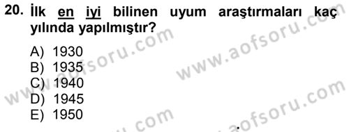 Sosyal Psikoloji 1 Dersi 2014 - 2015 Yılı (Vize) Ara Sınav Soruları 20. Soru