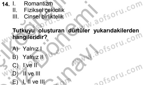Sosyal Psikoloji 1 Dersi 2014 - 2015 Yılı (Final) Dönem Sonu Sınav Soruları 14. Soru