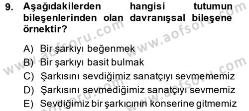 Sosyal Psikoloji 1 Dersi 2014 - 2015 Yılı (Final) Dönem Sonu Sınav Soruları 9. Soru