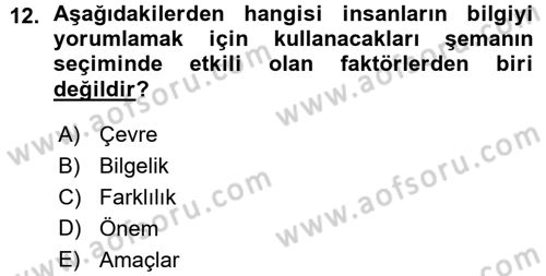 Sosyal Psikoloji 1 Dersi 2015 - 2016 Yılı (Vize) Ara Sınav Soruları 12. Soru