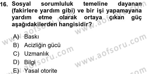 Sosyal Psikoloji 1 Dersi Ara Sınavı Deneme Sınav Soruları 16. Soru