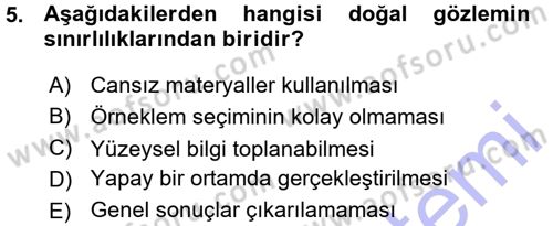 Sosyal Psikoloji 1 Dersi Ara Sınavı Deneme Sınav Soruları 5. Soru