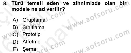 Sosyal Psikoloji 1 Dersi 2015 - 2016 Yılı Tek Ders Sınav Soruları 8. Soru