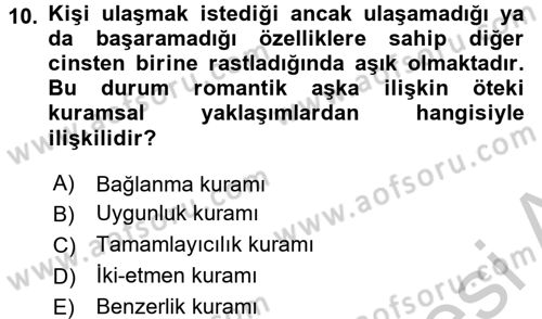 Sosyal Psikoloji 1 Dersi 2016 - 2017 Yılı 3 Ders Sınav Soruları 10. Soru