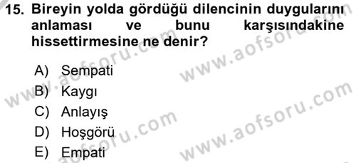 Sosyal Psikoloji 1 Dersi 2016 - 2017 Yılı 3 Ders Sınav Soruları 15. Soru