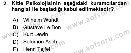 Sosyal Psikoloji 1 Dersi 2016 - 2017 Yılı 3 Ders Sınav Soruları 2. Soru