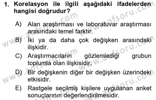 Sosyal Psikoloji 1 Dersi 2016 - 2017 Yılı (Vize) Ara Sınav Soruları 1. Soru