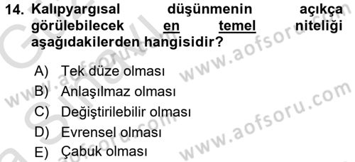 Sosyal Psikoloji 1 Dersi 2016 - 2017 Yılı (Vize) Ara Sınav Soruları 14. Soru