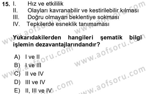 Sosyal Psikoloji 1 Dersi Ara Sınavı Deneme Sınav Soruları 15. Soru