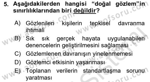 Sosyal Psikoloji 1 Dersi Ara Sınavı Deneme Sınav Soruları 5. Soru