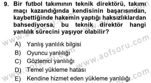 Sosyal Psikoloji 1 Dersi Ara Sınavı Deneme Sınav Soruları 9. Soru