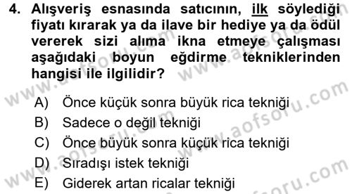 Sosyal Psikoloji 1 Dersi 2016 - 2017 Yılı (Final) Dönem Sonu Sınav Soruları 4. Soru