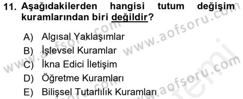 Sosyal Psikoloji 1 Dersi 2017 - 2018 Yılı 3 Ders Sınav Soruları 11. Soru