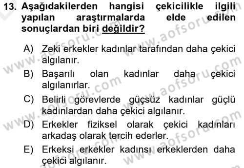 Sosyal Psikoloji 1 Dersi 2017 - 2018 Yılı 3 Ders Sınav Soruları 13. Soru