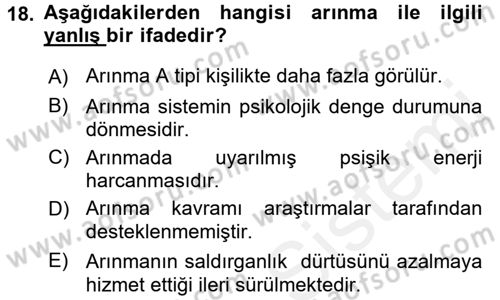 Sosyal Psikoloji 1 Dersi 2017 - 2018 Yılı 3 Ders Sınav Soruları 18. Soru