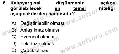 Sosyal Psikoloji 1 Dersi 2017 - 2018 Yılı 3 Ders Sınav Soruları 6. Soru