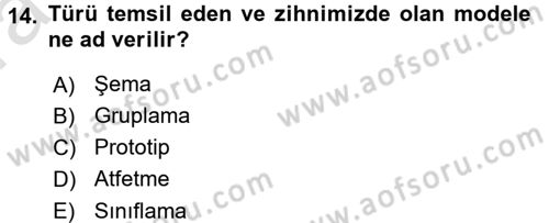Sosyal Psikoloji 1 Dersi 2017 - 2018 Yılı (Vize) Ara Sınav Soruları 14. Soru