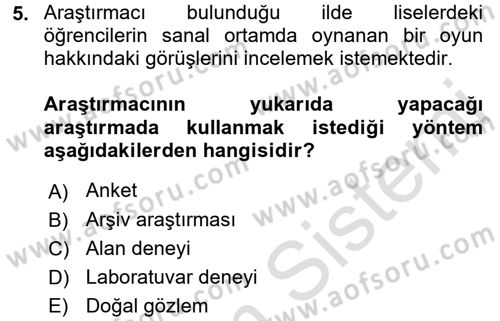 Sosyal Psikoloji 1 Dersi 2017 - 2018 Yılı (Vize) Ara Sınav Soruları 5. Soru