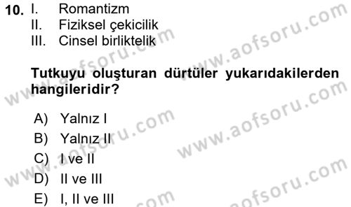 Sosyal Psikoloji 1 Dersi 2017 - 2018 Yılı (Final) Dönem Sonu Sınav Soruları 10. Soru