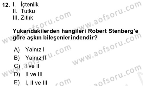 Sosyal Psikoloji 1 Dersi 2017 - 2018 Yılı (Final) Dönem Sonu Sınav Soruları 12. Soru