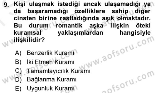Sosyal Psikoloji 1 Dersi 2017 - 2018 Yılı (Final) Dönem Sonu Sınav Soruları 9. Soru