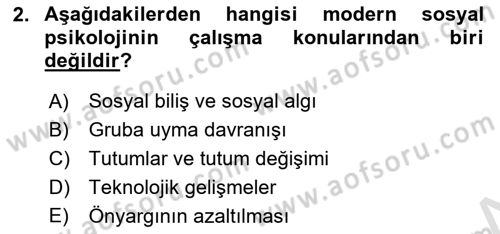 Sosyal Psikoloji 1 Dersi 2018 - 2019 Yılı 3 Ders Sınav Soruları 2. Soru
