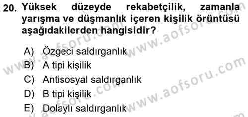 Sosyal Psikoloji 1 Dersi 2018 - 2019 Yılı 3 Ders Sınav Soruları 20. Soru