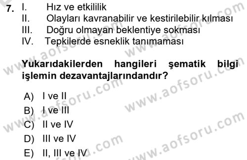 Sosyal Psikoloji 1 Dersi 2018 - 2019 Yılı 3 Ders Sınav Soruları 7. Soru