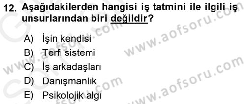 Sosyal Psikoloji 1 Dersi 2018 - 2019 Yılı (Final) Dönem Sonu Sınav Soruları 12. Soru