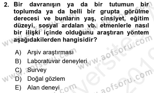 Sosyal Psikoloji 1 Dersi 2018 - 2019 Yılı (Final) Dönem Sonu Sınav Soruları 2. Soru