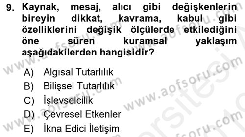 Sosyal Psikoloji 1 Dersi 2018 - 2019 Yılı (Final) Dönem Sonu Sınav Soruları 9. Soru