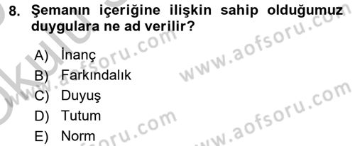 Sosyal Psikoloji 1 Dersi 2018 - 2019 Yılı Yaz Okulu Sınav Soruları 8. Soru